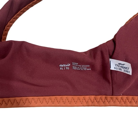 Aerie Maroon, Pink, and Burnt Orange Scoop Bikini Swim Top | Size XL - Picture 5 of 5